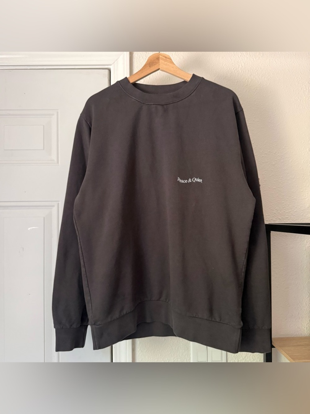 MUSEUM OF PEACE & QUIET dark charcoal grey‎ cotton terry knit oversized sweater